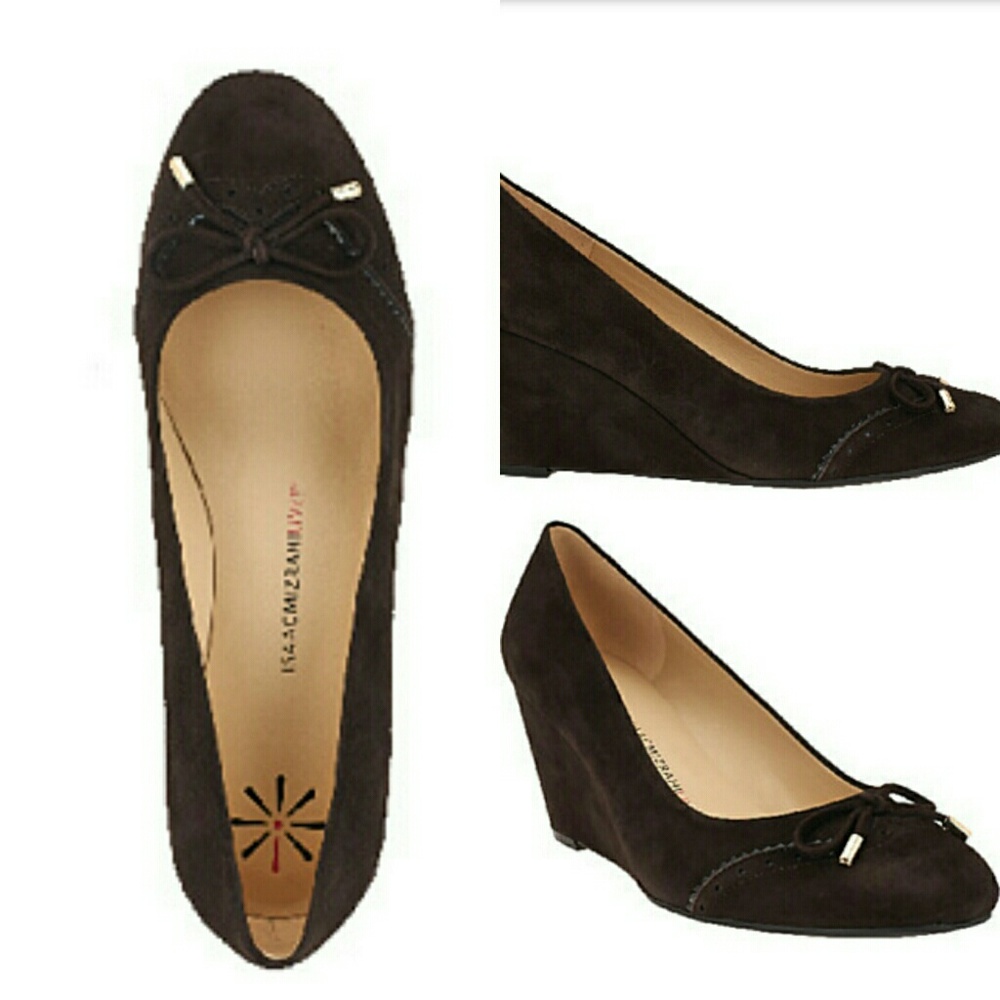 Leather ballet wedges